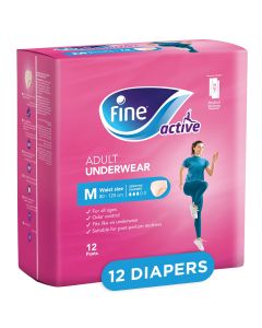 Fine Incontinence female pull-up diaper,medium size PACK OF 12