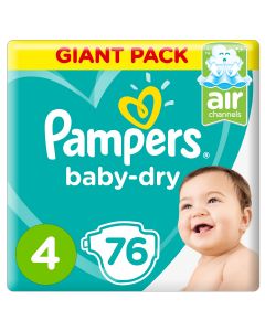 Pampers Baby-Dry Diapers, Size 4, Maxi, 9-14kg, Giant Pack, 76 count