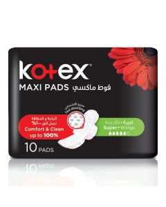 KOTEX MAXI PADS SUPER WITH WINGS 10 SANITARY PADS