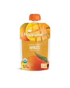 Happy Baby Organic Stage 1, Mangos, Resealable, Fruit & Veggie Puree, Non-GMO, Gluten Free, 99 gm 