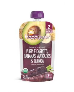 Happy Baby Organic Stage 2 Baby Food Purple Carrots, Bananas, Avocados & Quinoa, 113 GM