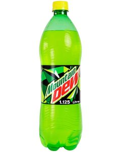 Mountain Dew, Carbonated Soft Drink, Plastic Bottle, 1.125 LTR